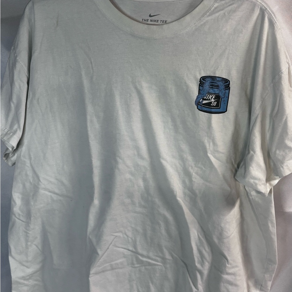 Nike White Tee with Blue Logo